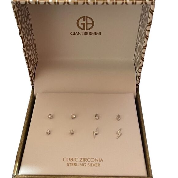 NIB Giani Bernini cubic zirconia sterling silver macro earring set of 4 pairs - Picture 1 of 3